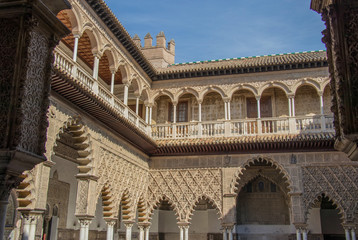 Fototapeta na wymiar Alcazar Palace in Sevilla. The Alcazar - example of the moorish architecture in Spain.