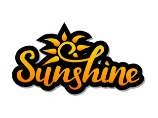Sunshine lettering sticker. Vector illustration