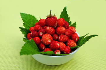 Wild strawberry in a bowl