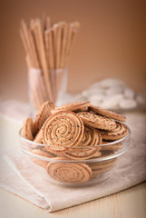 poppy cookies in a transparent bowl