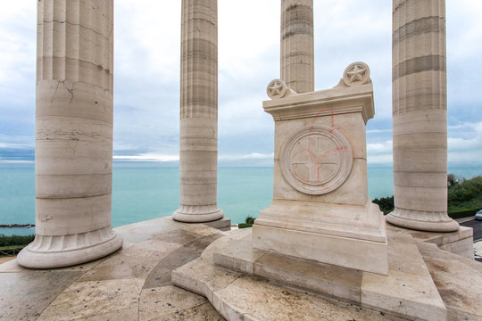 The Passetto of Ancona Marche Italy with panoramic view of the Adriatic Sea - Monument to fallen soldiers of WWII, a Pantheon at Passetto of Ancona.