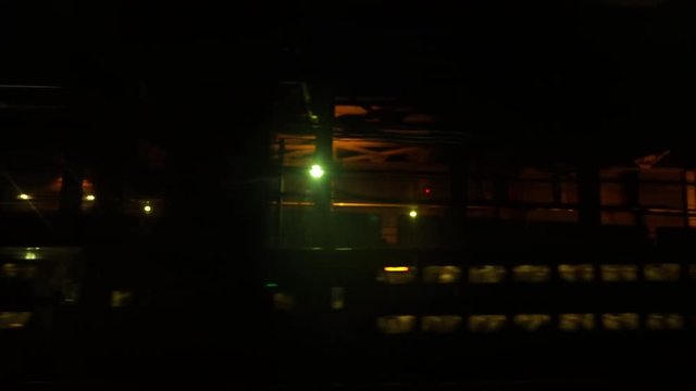 Dark underground train station rail yard, factory industrial, New York City.mov