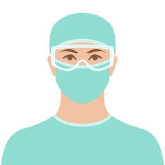  doctor face, vector illustration , front