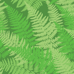 Fern leaf pattern drawing. Floral light green background for textile, fabric, wallpapers, covers, print, decoupage, gift wrap. Forest pacifying ornament. Seamless pattern
