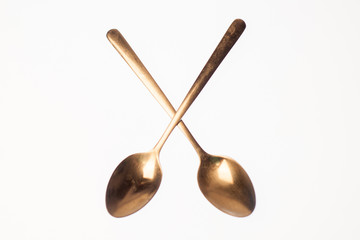 Spoons composition isolated white background