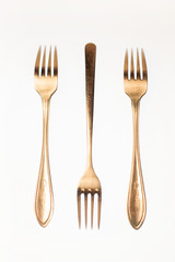 Forks composition isolated white background