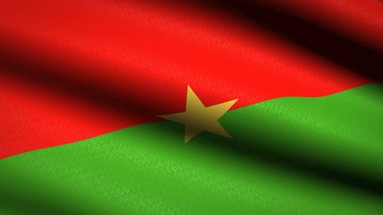 Burkina Faso Flag Waving Textile Textured Background. Seamless Loop Animation. Full Screen. Slow motion. 4K Video Footage