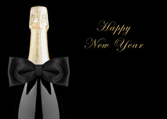 Happy New Year Champagne Bottle with Bow Tie