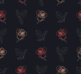 Seamless pattern with pink violet roses. Vector illustration