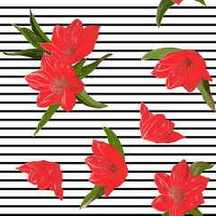 Seamless pattern with tulips. Vector illustration