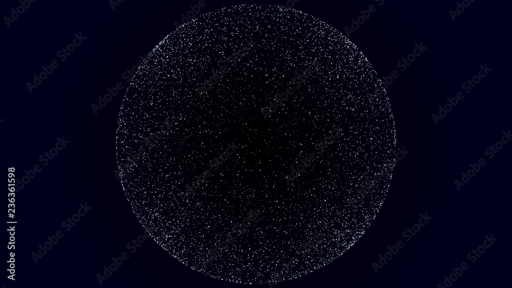 Poster sphere hologram on blue grey background.abstract particles background with sphere shapes. futuristic