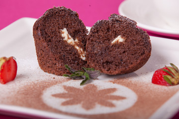 chocolate cake with strawberries