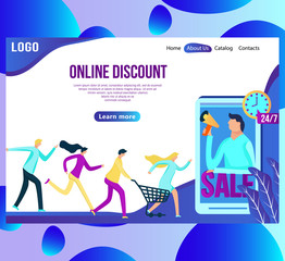 Web page design template for online shopping and sale. Discount, retail, and special offer concept. vector illustration for the website and mobile landing page development.