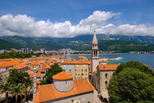View of old town, Budva, Adriatic coast, Montenegro, Europe