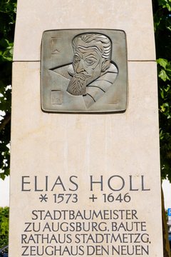 Memorial for Elias Holl, Elias-Holl-Square, Augsburg, Swabia, Bavaria, Germany, Europe