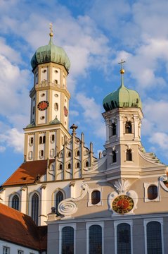 Protestant Church of St. Ulrich and Basilica St. Ulrich and Afra, Augsburg, Swabia, Bavaria, Germany, Europe