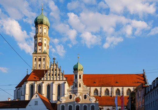 Protestant Church of St. Ulrich and Basilica St. Ulrich and Afra, Augsburg, Swabia, Bavaria, Germany, Europe