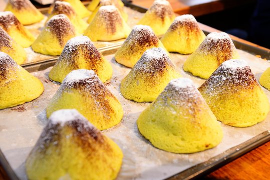 Mount Fuji cakes for sale, Camp 5, fifth station, Mount Fuji, Honshu Island, Japan, Asia