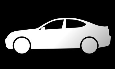 Car symbol icon - white gradient, 2d, isolated - vector
