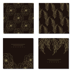 Naklejka premium Collection of vector template label, visit cards, square greeting cards and banners with home plants, wild flowers and herbs.Business set of design templates Layout, mockup design for cosmetics.