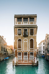 Venice, Italy - Historic building overlooking the lagoon canals.