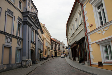 Naklejka na ściany i meble Old cozy streets of Vilnius, Lithuania