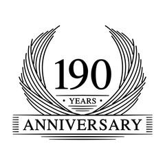 190 Years Anniversary Set. 190th Celebration Logo Collection. Vector and illustration. 
