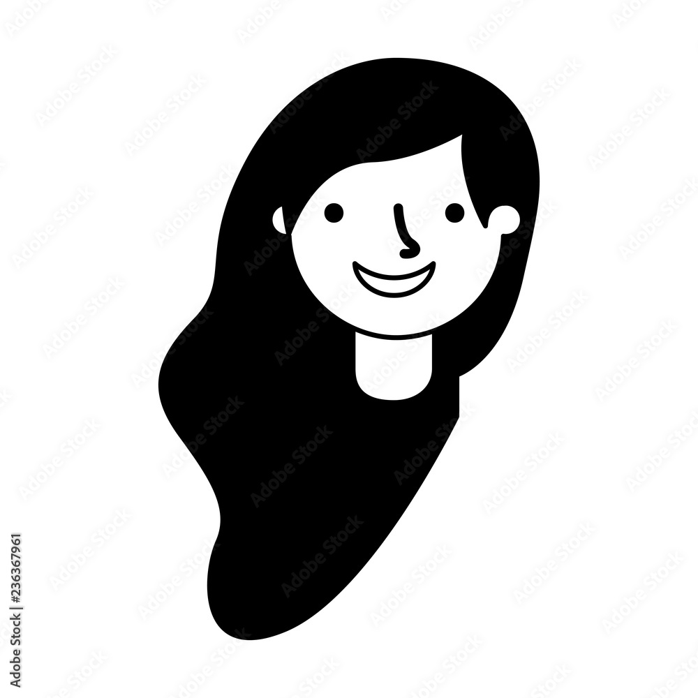 Sticker woman face on white background