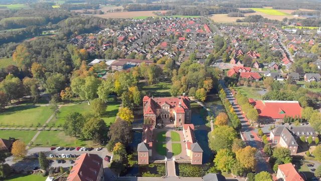 Germany: Church and city from the air.