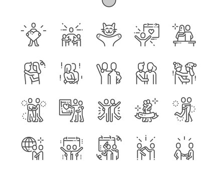 International Hug Day Well-crafted Pixel Perfect Vector Thin Line Icons 30 2x Grid For Web Graphics And Apps. Simple Minimal Pictogram