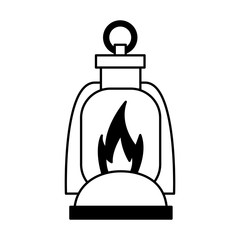 burning lantern on white background