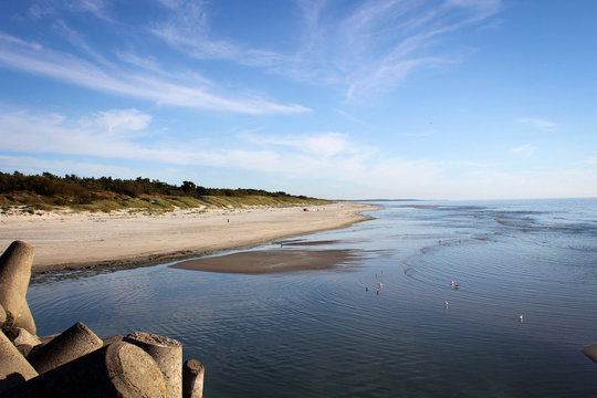 Scenic coastline view of Curonian Spit near Klaipeda, Lithuania