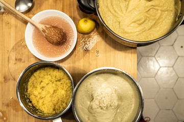 Organic ingredients for cooking vegan food.