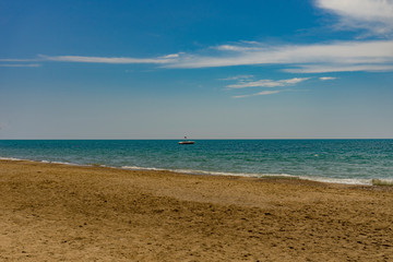 Fototapeta na wymiar View from Belek Beach to Mediterranean Sea