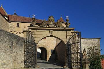 Fototapeta na wymiar Gated entrance to Comburg monastery near Schwaebisch Hall, Germany