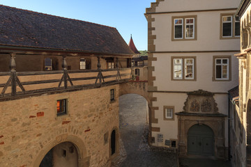 Fototapeta na wymiar Covered ringwall at Imperial Abbey of Comburg monastery near Schwaebisch Hall, Germany