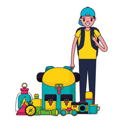 people equipment camping