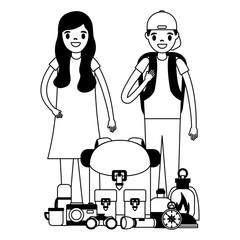 people equipment camping