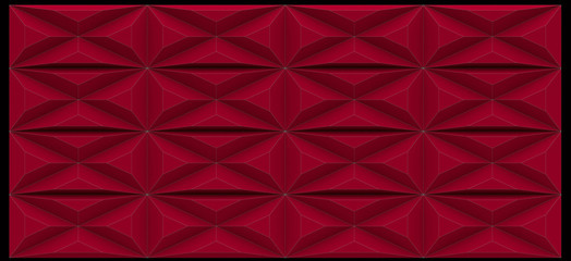 Red polygons background with contrast outlines 3d rendering