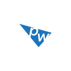 initial two letter pw negative space triangle logo