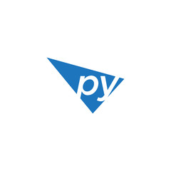 initial two letter py negative space triangle logo