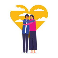 couple embraced romantic heart love