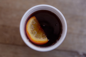Mulled wine in a cup