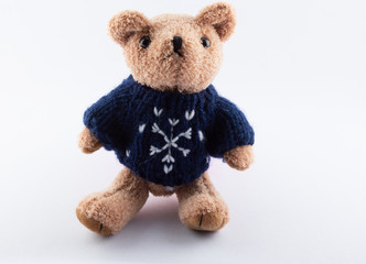 Teddy with blue knitted sweater