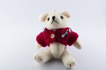 Teddy with red knitted sweater