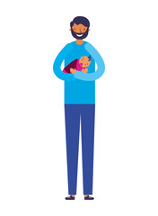 father carrying a her baby girl