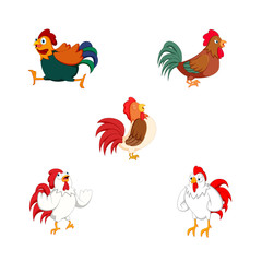 vector illustration of various roosters