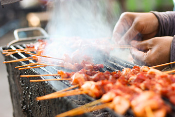 grilled pork on stick