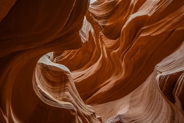 Beautiful view of the sand walls inside the Antelope Canyon 
