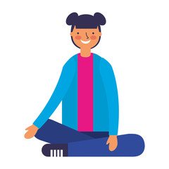 smiling girl sitting crossed legs